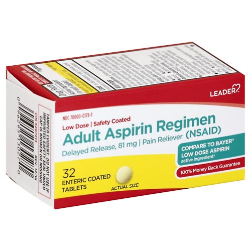 Image for Leader Aspirin Regimen, Adult, Enteric Coated Tablets,32ea from Beaumont Pharmacy